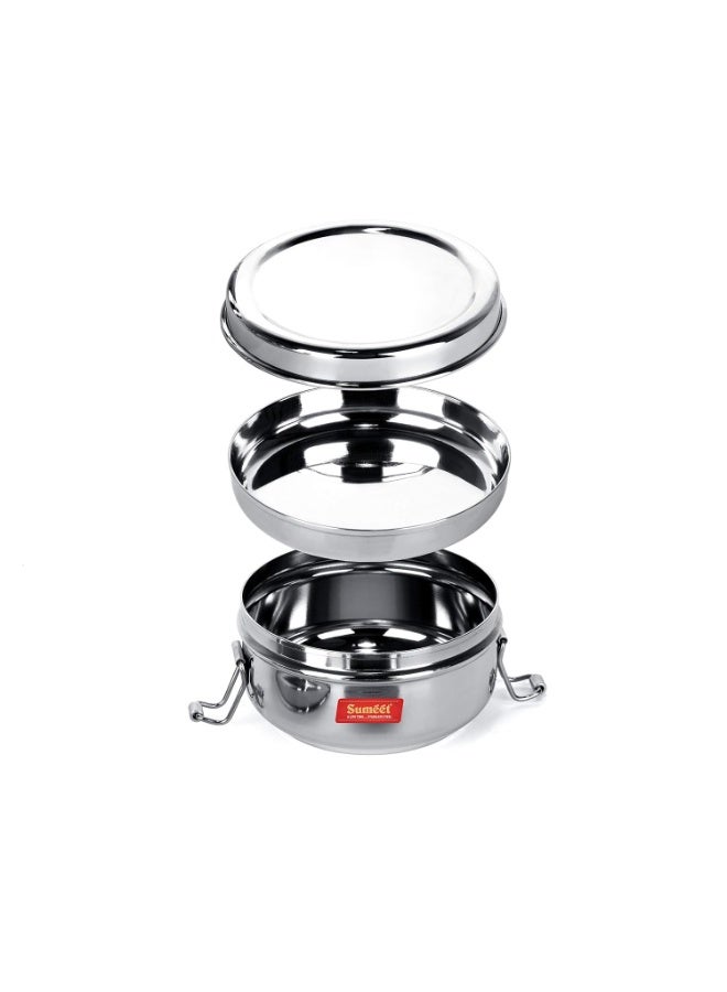 Sumeet Stainless Steel Food Pack Lunch Box for Kids/School with Steel Separator Plate and Locking Clip, 500ML Capacity - Image 2
